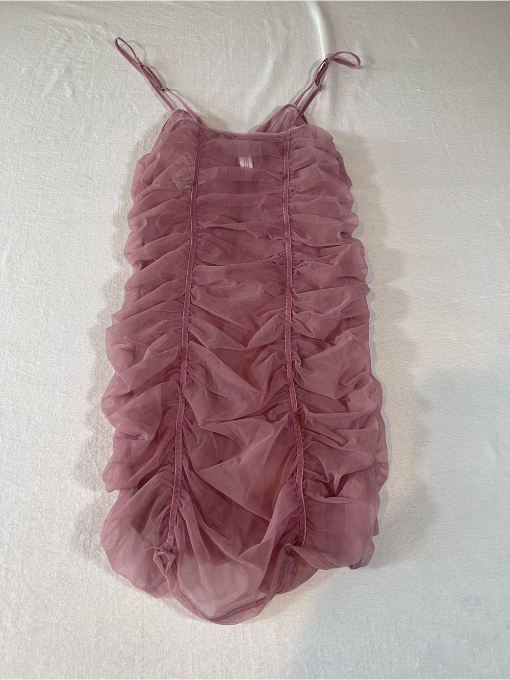 Auden Women’s Sheer Ruched Spaghetti Strap Chemise Sleepwear Mauve Size S -NWT - Picture 7 of 9